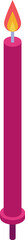 Fototapeta premium Simple illustration of a long pink birthday candle burning with a bright flame in an isometric style