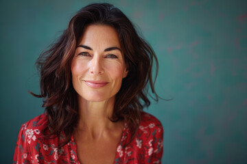 Fototapeta premium A close up portrait of a woman with a subtle smile