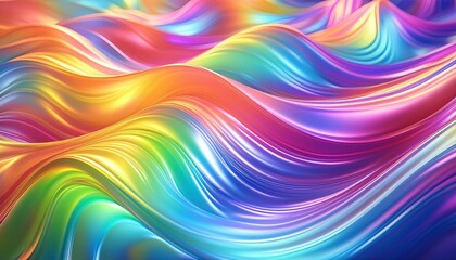 Obraz premium Abstract rainbow neon color wavy holographic background surface