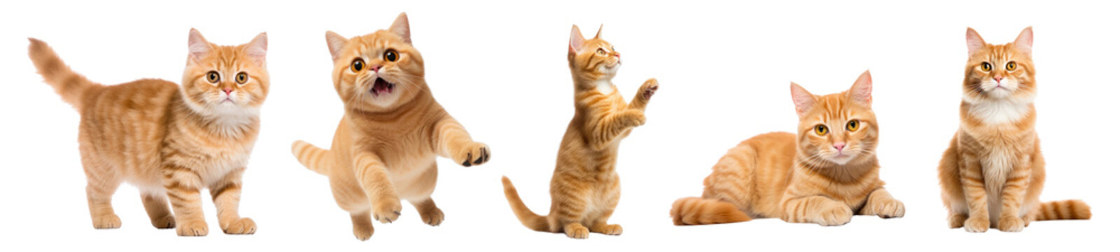 Cute orange cat png cut out element set