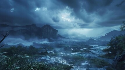 tempestuous open world landscape amidst a raging storm natures fury and aweinspiring beauty collide