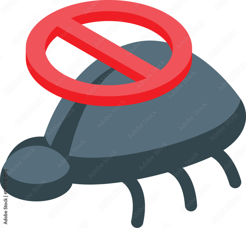Poster 3d illustration of a stop sign blocking a bug, representing bug fixing