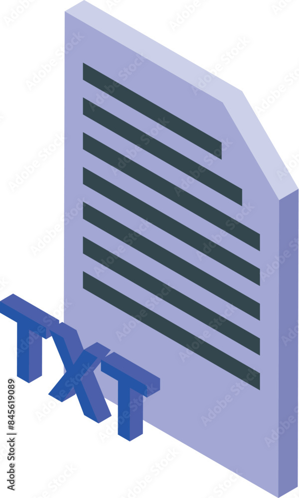Poster isometric txt file format symbol representing a plain text document