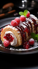 swiss roll dessert food photography background poster 