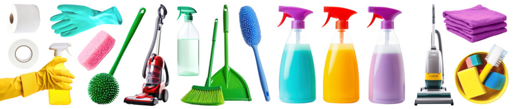 Cleaning supply png cut out element set