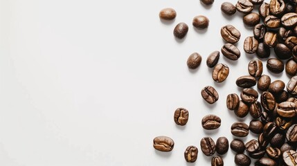 Immerse yourself in the panoramic beauty of coffee beans arranged as a border, against a white background, allowing for creative customization