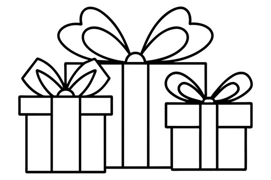 recommend clip art: Christmas gifts outline vector illustration