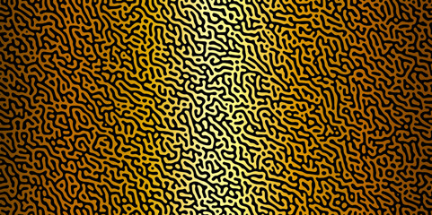 Abstract truing organic wallpaper Turing reaction diffusion monochrome seamless pattern with chaotic motion. Generative algorithm psychedelic background. Reaction-diffusion or truing pattern formation