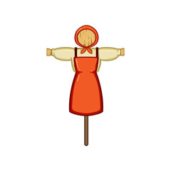 happy scarecrow cartoon. cute harvest, scare pumpkin, november autumn happy scarecrow sign. isolated symbol vector illustration