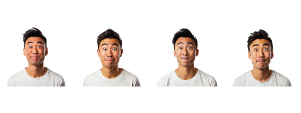 A asian man isolated on white transparent background, PNG File. Perfect for clipart