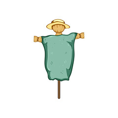 hay scarecrow cartoon. crow farm, happy cute, harvest scare hay scarecrow sign. isolated symbol vector illustration