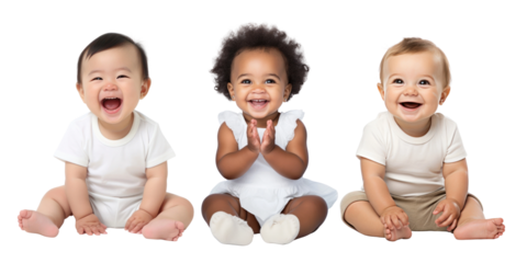 Diversity baby png element set on transparent background