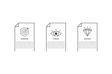 Mission,vision,values,graphic design template.eps 10 on white backgruond