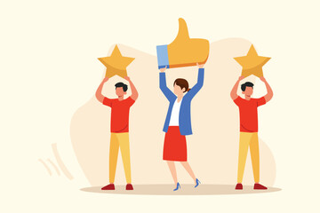 Client first Concept. Colored flat vector illustration isolated.