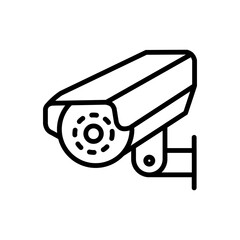 CCTV camera outline icon flat vector illustration