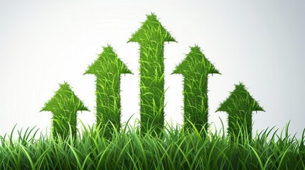 upwardpointing green grass arrows symbolizing ecofriendly progress and sustainable growth vector illustration