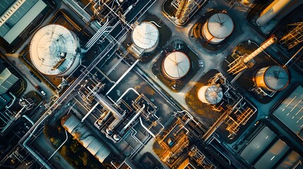 Sprawling Aerial View of Modern Industrial Complex with Interconnected Buildings and Roads