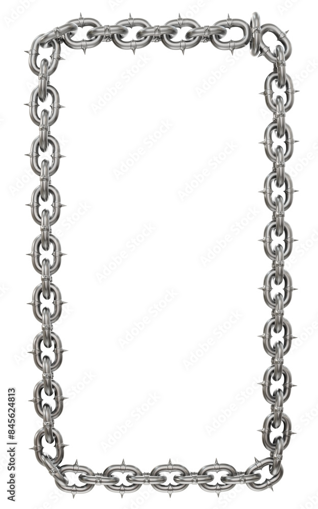 Poster 3d render features a unique industrial chic aesthetic: a vertical rectangle frame formed by meticulo