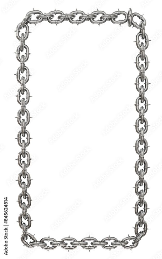 Poster 3d illustration showcases meticulous craftsmanship. sharp-tipped metal chains expertly interlock to 