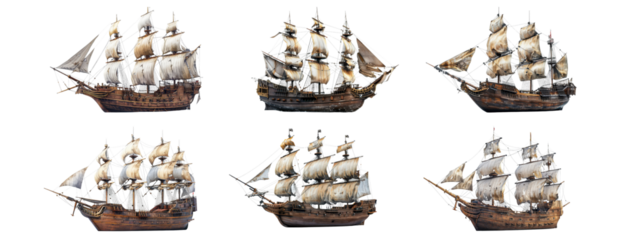 A sail boat isolated on white transparent background, PNG File. Perfect for clipart