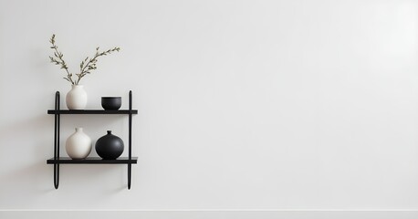  Clean Aesthetic Scandinavian style table , shelf with decorations. minimalist interior. Vase, plant, flower