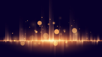 Abstract Golden Lights Bokeh and Light Rays Effect Luxury Background. Bright Presentation Banner for Luxury Event Promotion. Vector Illustration.