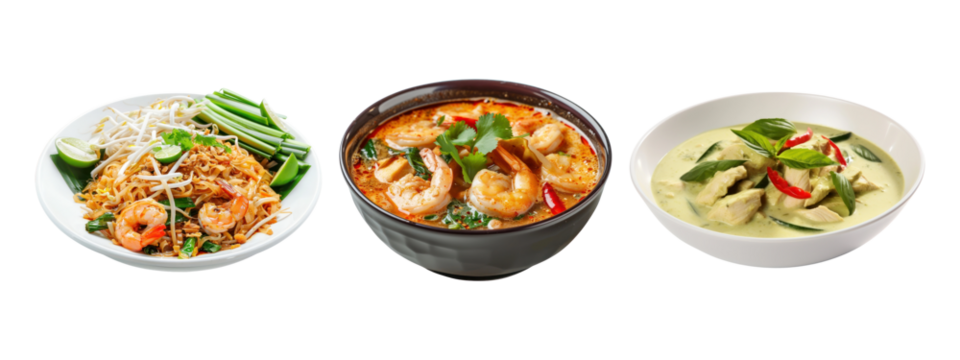 Famous Thai food png element set on transparent background