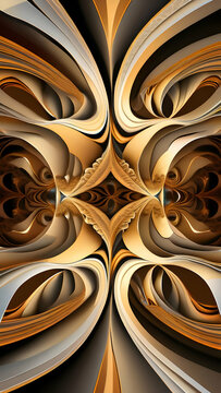 Abstract Gold And White Curved Shapes Design