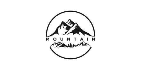 Mountain and adventure logo design vector with illustration premium concept idea