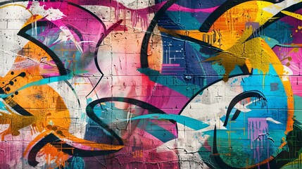 Fototapeta premium vibrant retrostyle graffiti art with colorful strokes on urban background digital painting