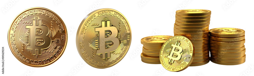 Poster bitcoin png element set on transparent background