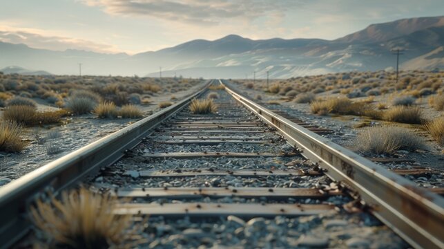 Train tracks disappearing into the horizon