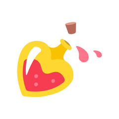 Heart shaped bottle. Celebrating valentines day, romantic date cartoon vector illustration