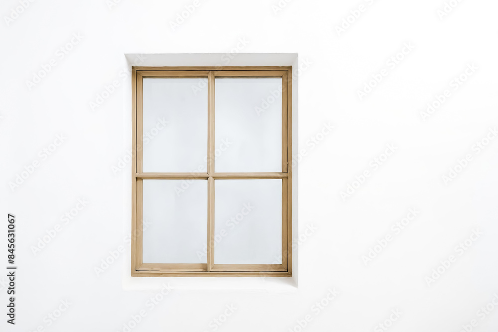 Sticker White Wall with Wooden Window