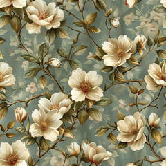 seamless botanical flower vintage pattern for Wallpaper, Fabric Prints, Home Décor, and Digital Backgrounds