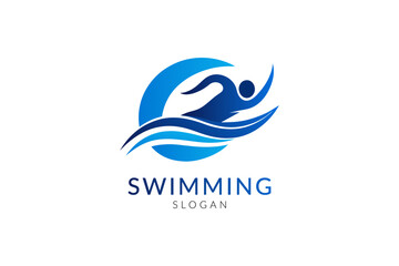 Swimming abstract logo isolated on a white background