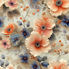 seamless botanical flower vintage pattern for Wallpaper, Fabric Prints, Home Décor, and Digital Backgrounds