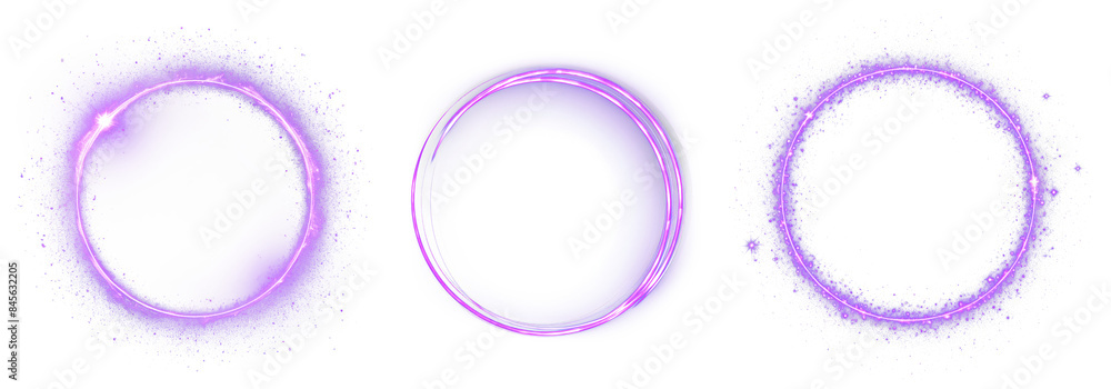 Poster circle light effect png element set on transparent background