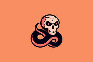 Snake and skull modern logo illustration