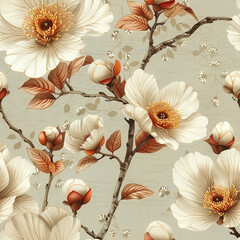 seamless botanical flower vintage pattern for Wallpaper, Fabric Prints, Home Décor, and Digital Backgrounds