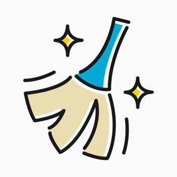 recommend clip art: Illustration of a dustpan with a blue handle and a yellow star