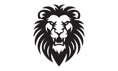 Lion head Vector silhouette illustration with a minimalist logo design