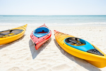 Fototapeta premium Kayaks on a tropical beach
