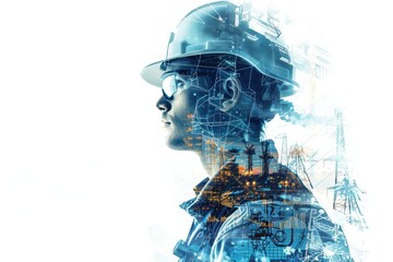 A man in a hard hat is looking at the camera
