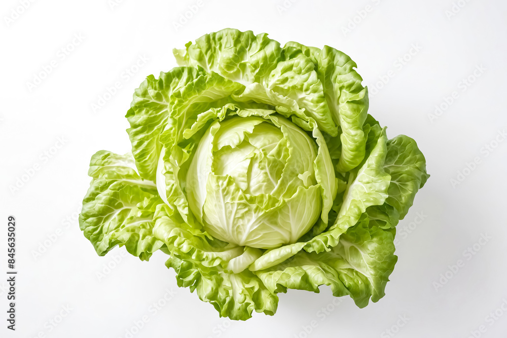 Wall mural Fresh Green Cabbage Isolated on White Background