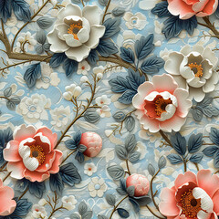 seamless botanical flower vintage pattern for Wallpaper, Fabric Prints, Home Décor, and Digital Backgrounds