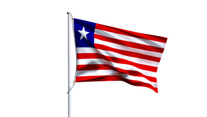 Waving flag of liberia isolated on transparent background.