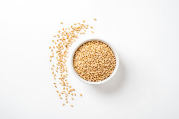 Barley Grain in Bowl on White Background