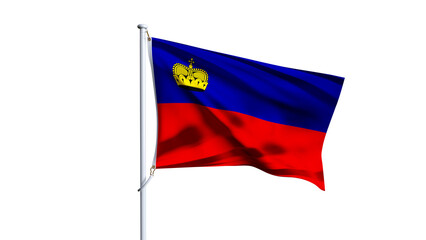 Waving flag of liechtenstein isolated on transparent background.