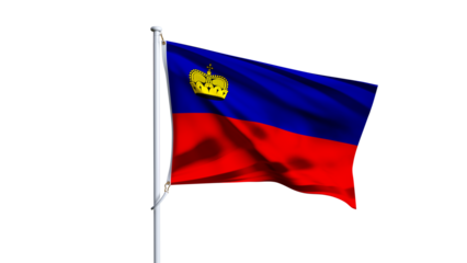 Waving flag of liechtenstein isolated on transparent background.
